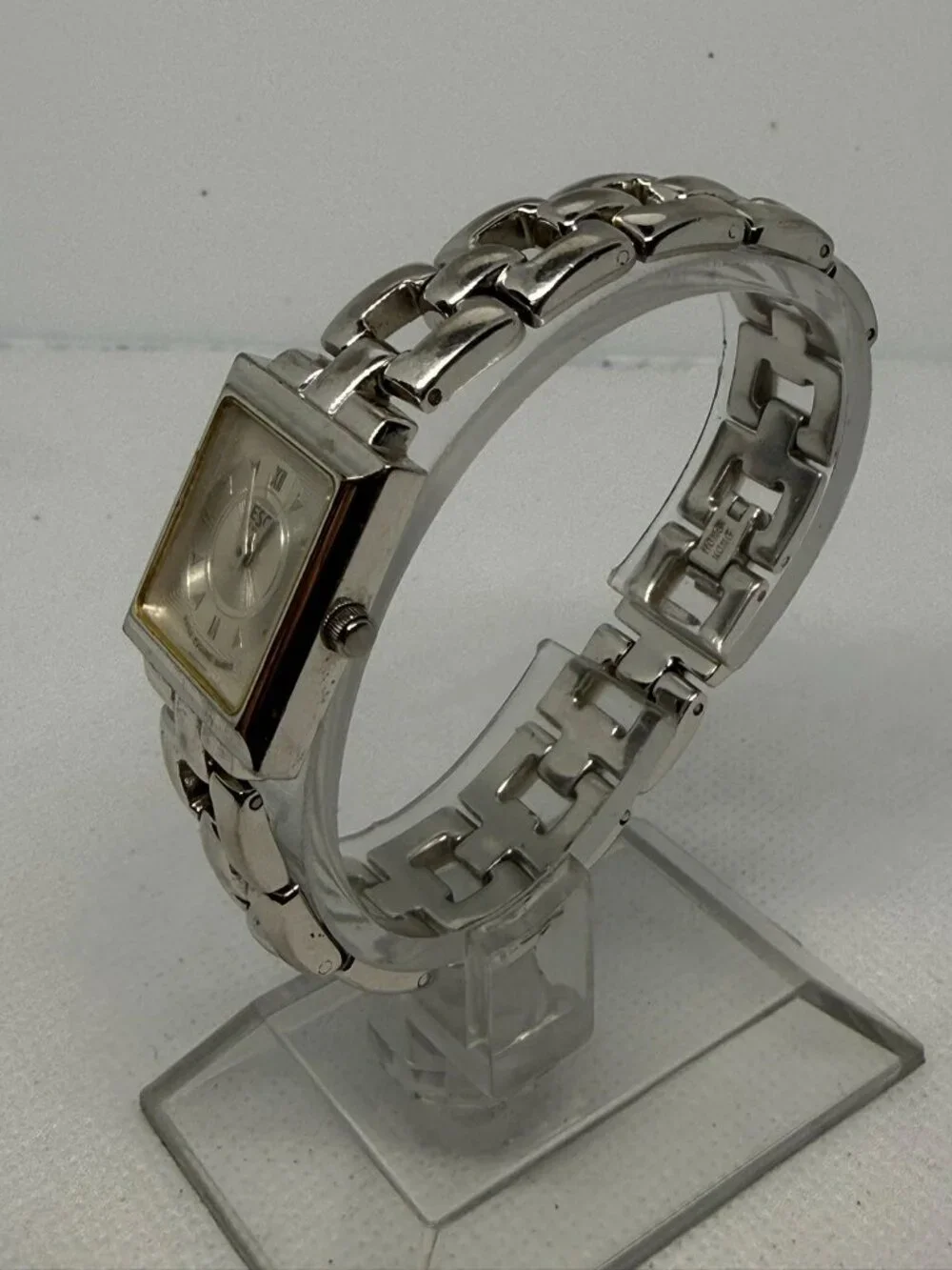 ESQ Swiss by Movado Womens Silver Square Stainless Steel Watch Bracelet 1506-3